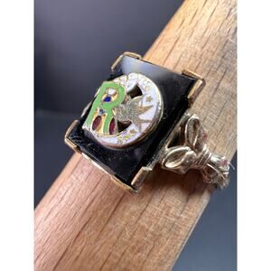 Vintage A&Z 10K GF MCM Daughters of Rebekah Odd Fellows Enamel Ring – Size 9